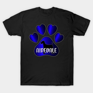 Love Airedale Terrier Dog Paw with Heart Toes T-Shirt